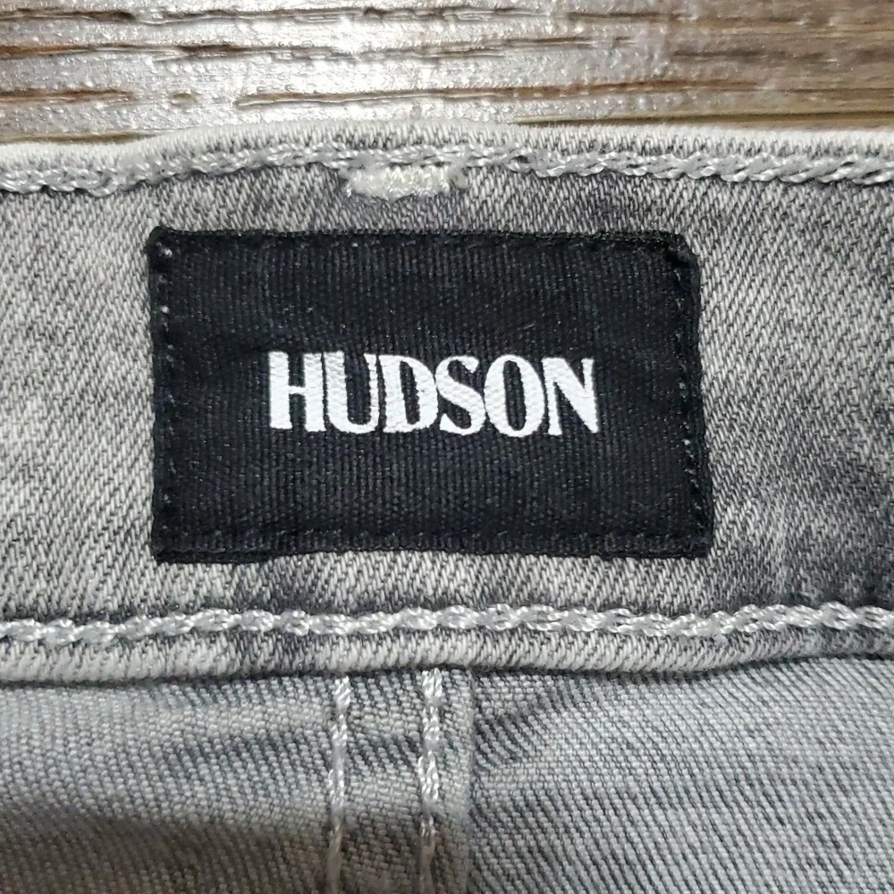 Hudson vivid skirt grey denim distressed hem stretch